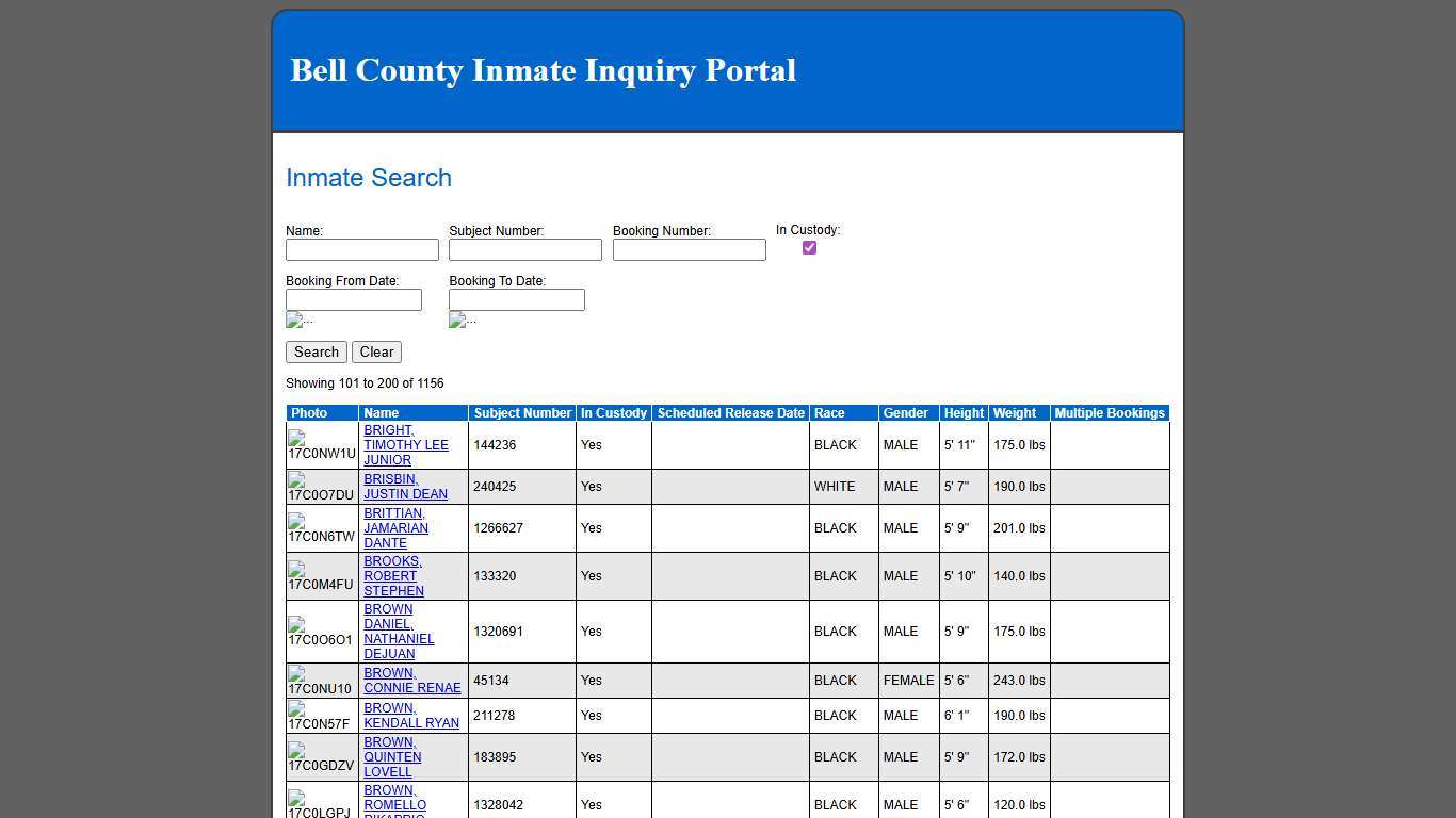 Inmate Search